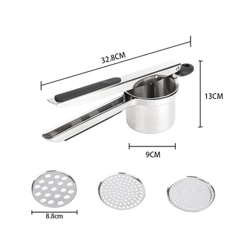 Presă manuală pentru cartofi și zdrobitor cu filtru din silicon, mâner din oțel inoxidabil 430, culoare auriu