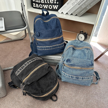 Unisex ruksak za studente u šumskom stilu, denim platno, retro školski dizajn, gradski ulični stil, 20–35 L, pogodan za 8-inčni prijenosnik
