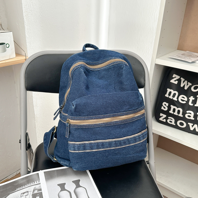 Unisex ruksak za studente u šumskom stilu, denim platno, retro školski dizajn, gradski ulični stil, 20–35 L, pogodan za 8-inčni prijenosnik