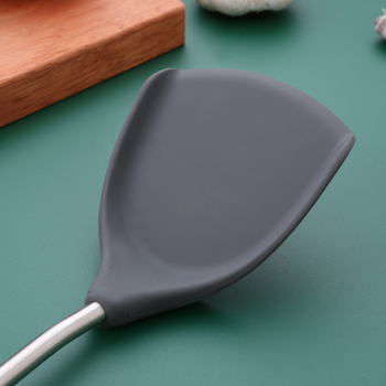 Set spatulă din silicon și lingură din oțel inoxidabil, cu mâner din lemn, pentru bucătărie