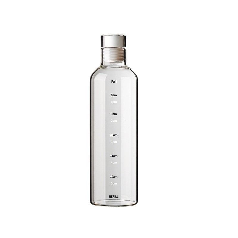 Sticlă de vin din sticlă borosilikat, capac etanș, recipient pentru infuzie cu ginseng, design minimalist, cu marcaje de măsurare.