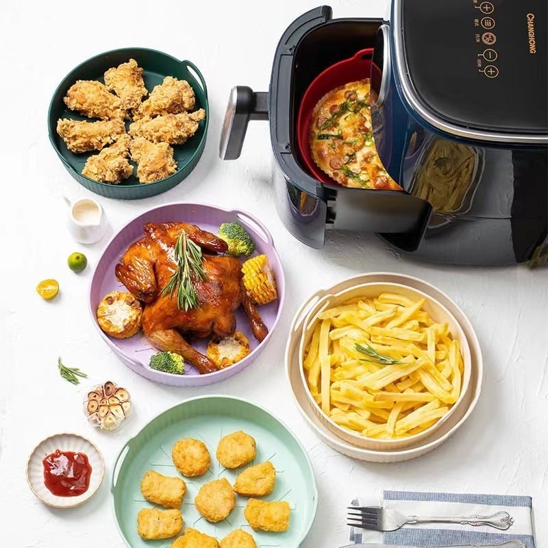 Tavă de copt din silicon, în formă de fulg de zăpadă, pentru uz casnic, rezistentă la temperaturi înalte, potrivită pentru friteuză cu aer și cuptor cu microunde