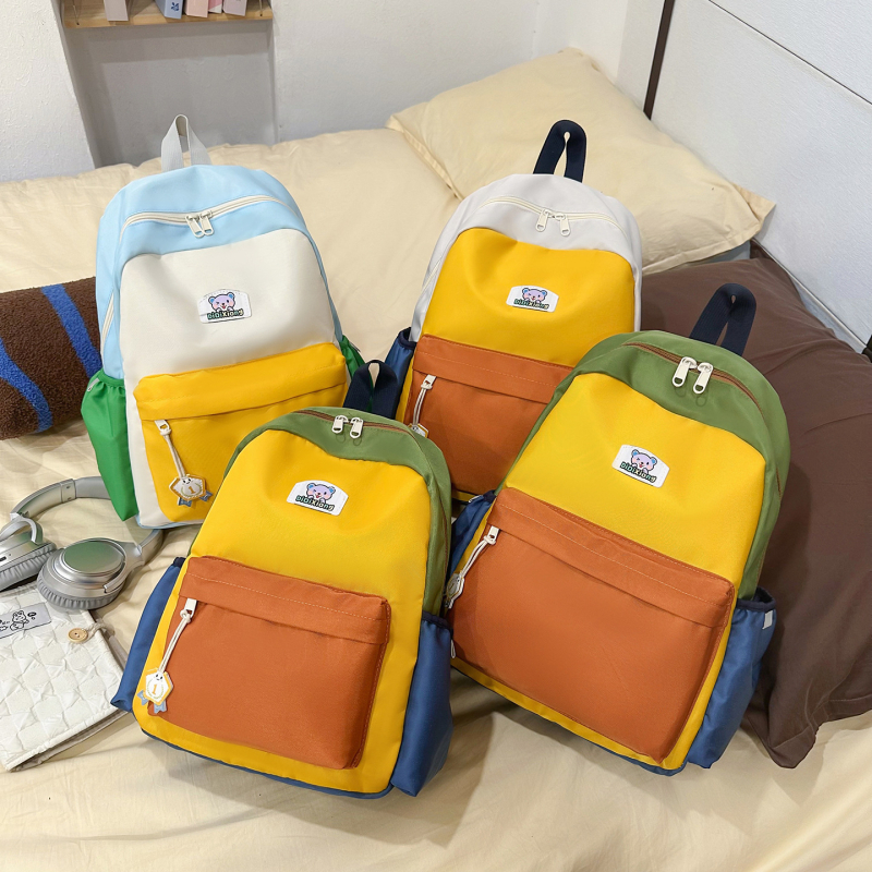 Ženski ruksak u dnevnom stilu s blokovima boja, školska torba za djevojke, lagan za nošenje s kapacitetom 20–35 l, casual i svestran