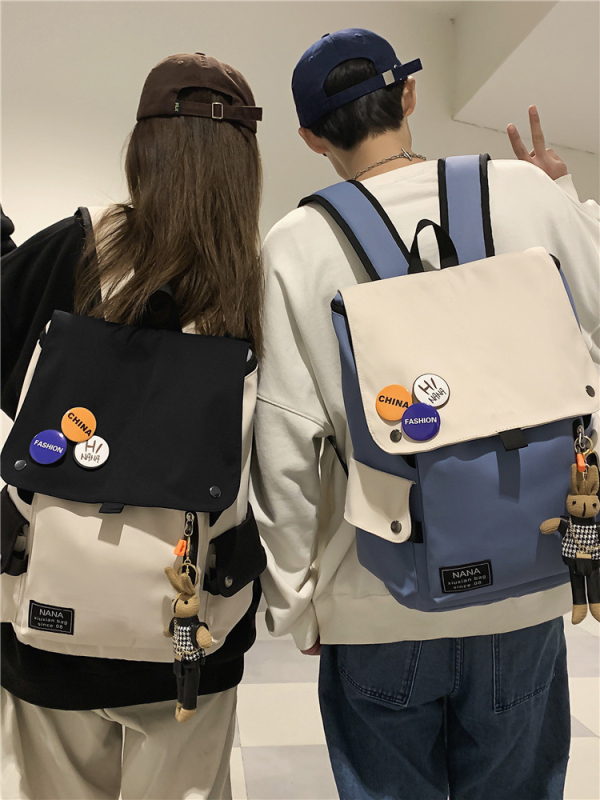 Minimalistički svakodnevni ruksak s kontrastnim bojama, veliki kapacitet za putovanja, japanskog stila, za učenike osnovne i srednje škole te studente