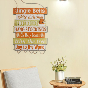 Semn din lemn de Crăciun, decor pentru agățat, pentru casă și magazin, cu imprimare în culori, stil modern minimalist