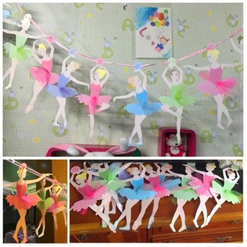 Bannere colorate cu balerine pentru decorarea petrecerilor copiilor și a sălii de clasă