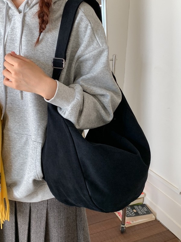 Retro dumpling oblik tote torba, Harajuku lazy stil, unisex, crossbody, velika kapaciteta, platnena torba za jesen-zimu