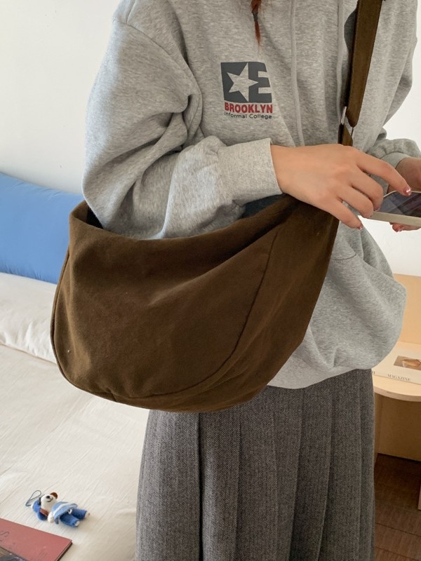 Retro dumpling oblik tote torba, Harajuku lazy stil, unisex, crossbody, velika kapaciteta, platnena torba za jesen-zimu