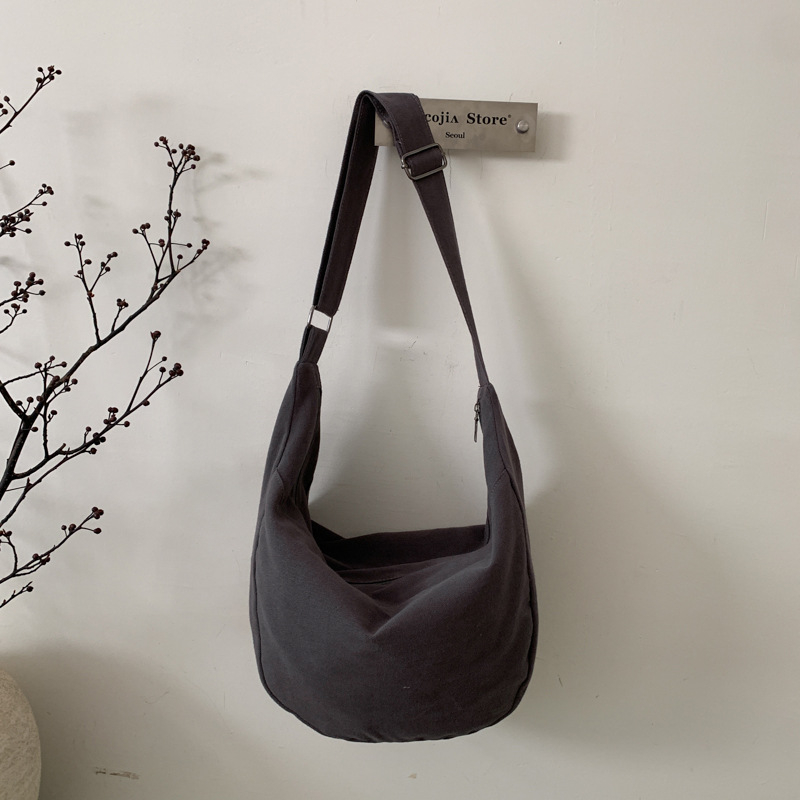 Retro dumpling oblik tote torba, Harajuku lazy stil, unisex, crossbody, velika kapaciteta, platnena torba za jesen-zimu