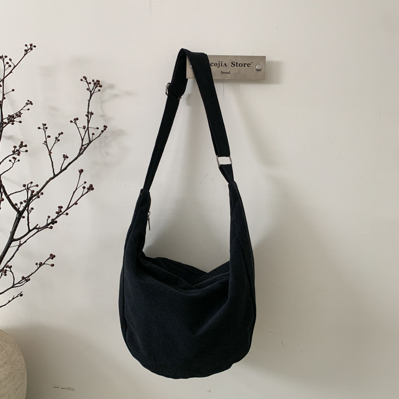 Retro dumpling oblik tote torba, Harajuku lazy stil, unisex, crossbody, velika kapaciteta, platnena torba za jesen-zimu