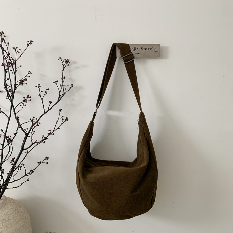 Retro dumpling oblik tote torba, Harajuku lazy stil, unisex, crossbody, velika kapaciteta, platnena torba za jesen-zimu