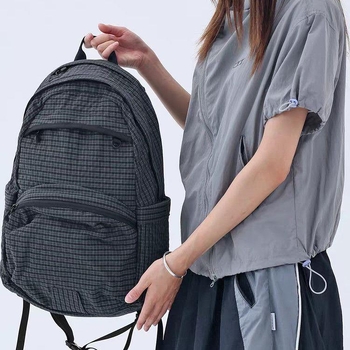 2026 Ranac s kontrastnim kariranim uzorkom i pretincom za 14-inčni laptop, retro gradski stil, casual studentski ranac velike kapacitete