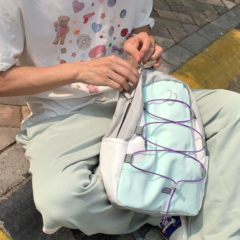 Color-block ruksak u japansko-zapadnom stilu, unisex, 20–35 L, vodootporan, za 14-inčni laptop, uzor s slovima