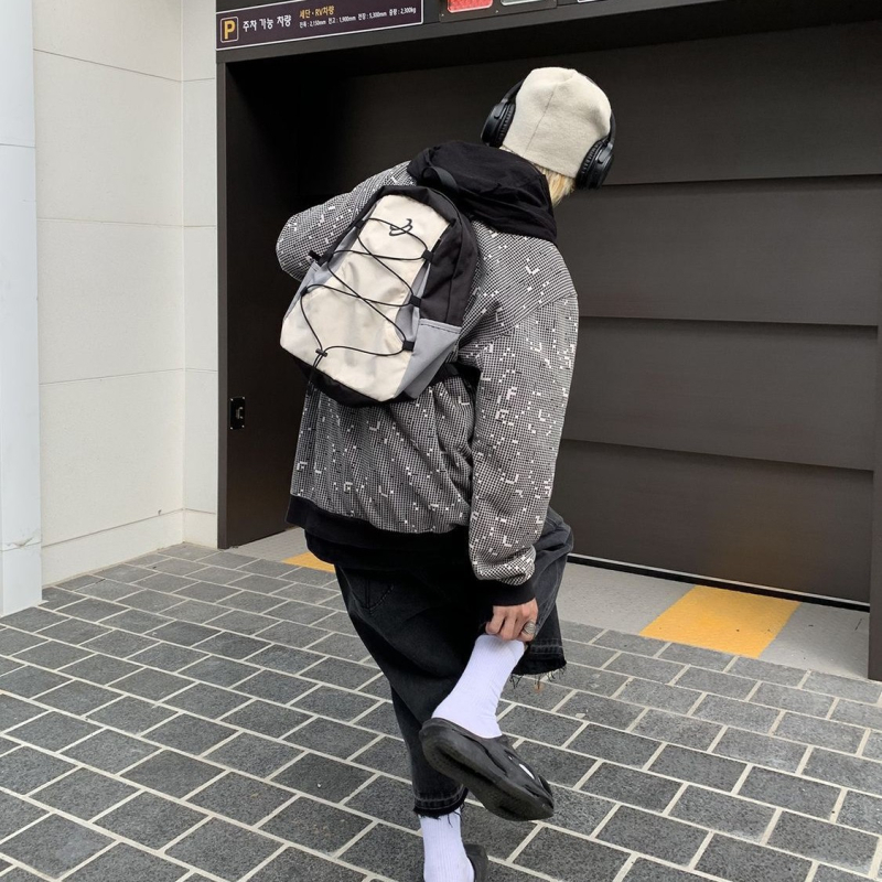 Color-block ruksak u japansko-zapadnom stilu, unisex, 20–35 L, vodootporan, za 14-inčni laptop, uzor s slovima