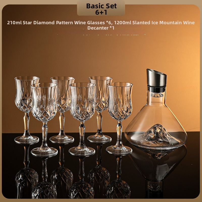 Set de pahare cu picior înalt, în stil retro de lux, pentru uz casnic, pahare cu relief pentru vin roșu, pahare de vin și lichior, set de decantator.