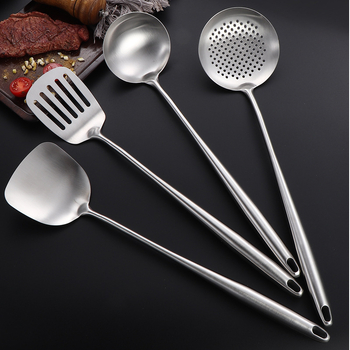 Spatulă din oțel inoxidabil 304, mâner lung, pentru gătit casnic, construcție monobloc, rezistentă la căldură, antiaderentă