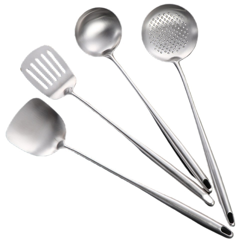Spatulă din oțel inoxidabil 304, mâner lung, pentru gătit casnic, construcție monobloc, rezistentă la căldură, antiaderentă