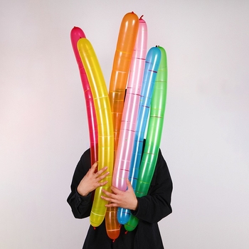 Balon latex colorat, lung, cu efect de decolare cu rachetă, 10 inci, pentru copii