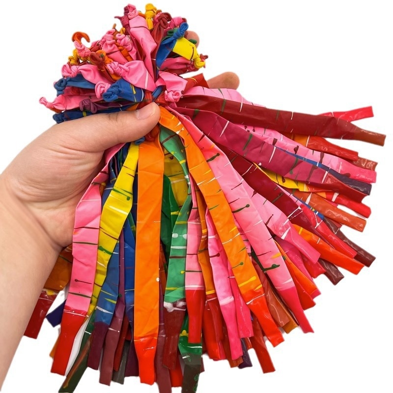 Balon latex colorat, lung, cu efect de decolare cu rachetă, 10 inci, pentru copii