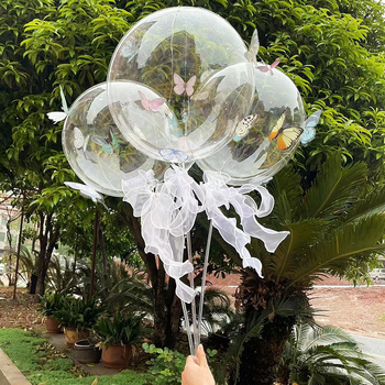 Balon transparent PVC, fluture 3D, lumină LED, 12 inch, cadou pentru Ziua Îndrăgostiților și nuntă.