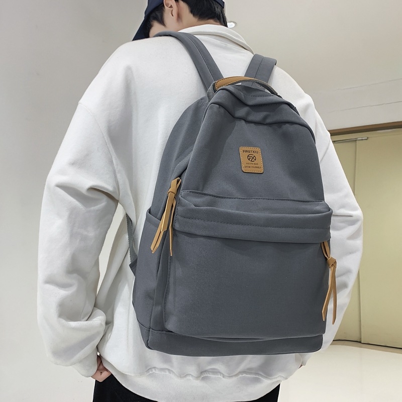 Ruksak u japanskom stilu, jednobojna boja, najlon, unisex, 20-35 L, za 14-inčni laptop, svakodnevna uporaba