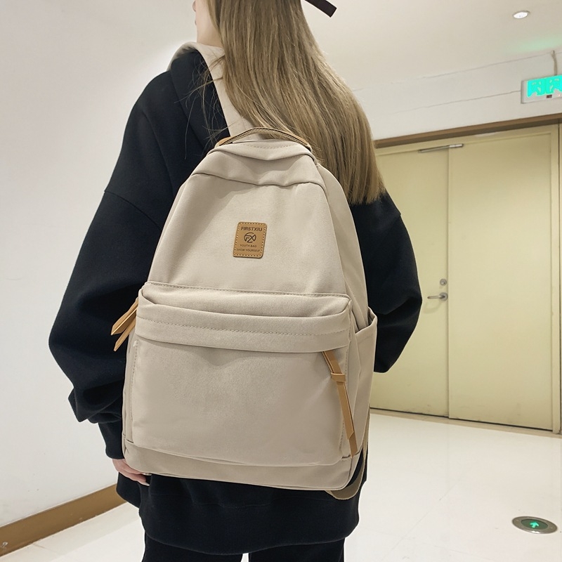 Ruksak u japanskom stilu, jednobojna boja, najlon, unisex, 20-35 L, za 14-inčni laptop, svakodnevna uporaba