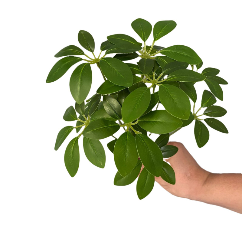 Plantă artificială cu frunze în formă de stele, 12 tulpini de frunze norocoase și decor de perete cu flori de satin