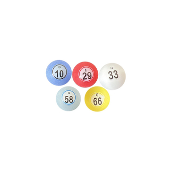 Set bingo kuglica s brojevima 1–75 za izvlačenje