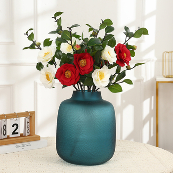 Camellia artificială pentru decor de nuntă și locuință, plantă verde artificială pentru interior, decor de masă, stil nordic, înălțime 60 cm