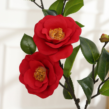 Camellia artificială pentru decor de nuntă și locuință, plantă verde artificială pentru interior, decor de masă, stil nordic, înălțime 60 cm