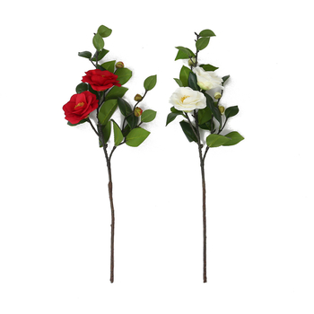 Camellia artificială pentru decor de nuntă și locuință, plantă verde artificială pentru interior, decor de masă, stil nordic, înălțime 60 cm