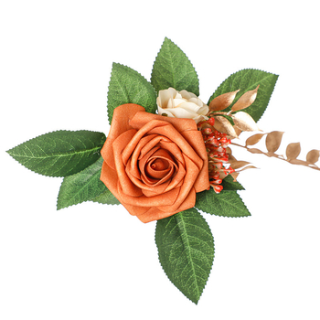 Baoxin nunți — buchet de trandafiri artificiali în nuanță burnt orange, pentru masă, decor hotelier, floare de tort în stil european