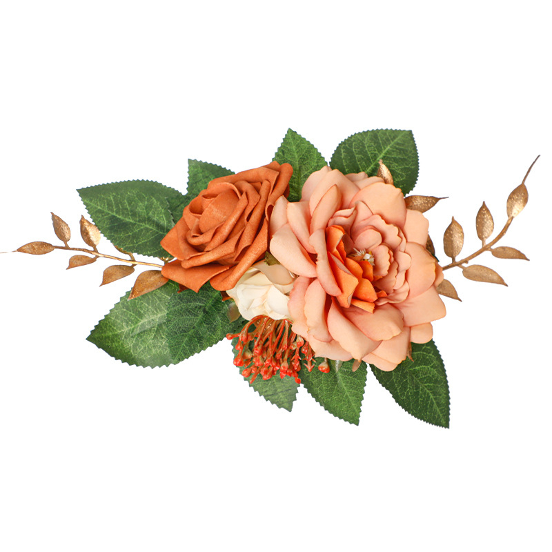 Baoxin nunți — buchet de trandafiri artificiali în nuanță burnt orange, pentru masă, decor hotelier, floare de tort în stil european