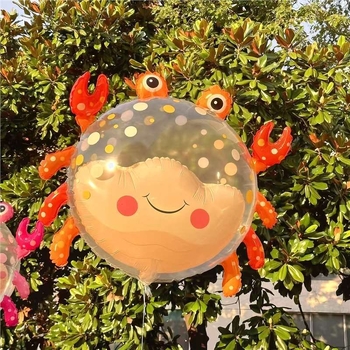 Balon în formă de crab – drăguț design desen animat, dublu strat, 22 inch, decor pentru ziua de naștere a copiilor