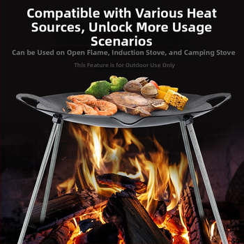 Tigaie-grill din fontă pentru camping și barbecue coreean, compatibilă cu plita cu inducție de uz casnic și aragaz portabil, pentru exterior, cu suport.