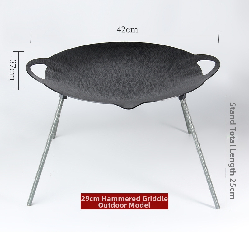 Tigaie-grill din fontă pentru camping și barbecue coreean, compatibilă cu plita cu inducție de uz casnic și aragaz portabil, pentru exterior, cu suport.