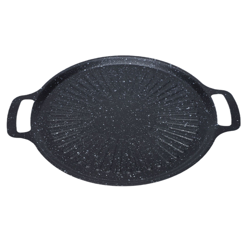 Tigaie grill cu piatră Maifan pentru camping în aer liber, antiaderent, fund plat din fontă, potrivit pentru plite cu inducție, portabil