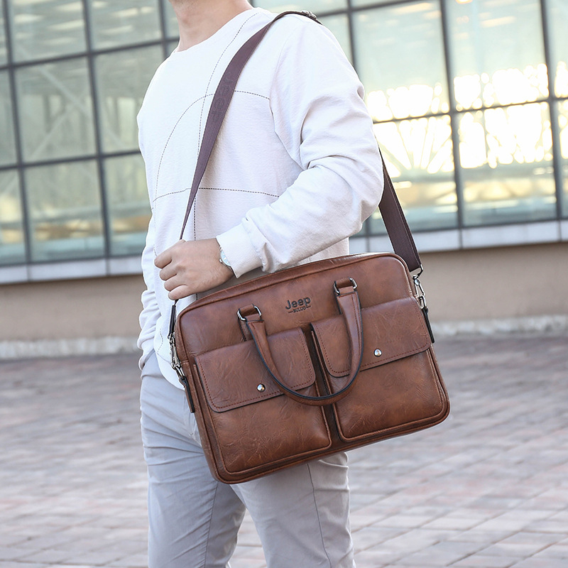 Geantă de umăr pentru bărbați, stil casual-business, laptop de 14 inch, impermeabilă și durabilă