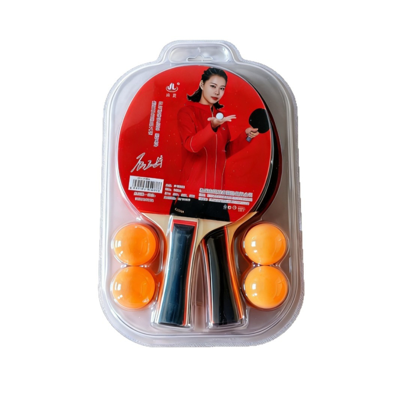 Trening set s dvije rekete i četiri lopte za početnike i učenike – rekete za stolni tenis, vanjske vodoravne verzije (P006)