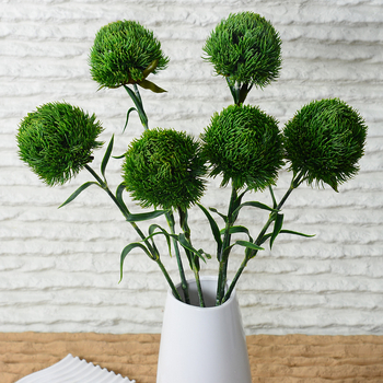 Floare artificială cu o singură tulpină, bambus verde, textură pompon, decor pentru casă, flori artificiale din plastic