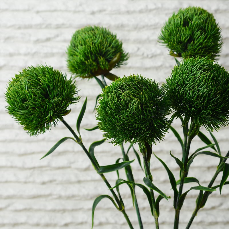 Floare artificială cu o singură tulpină, bambus verde, textură pompon, decor pentru casă, flori artificiale din plastic