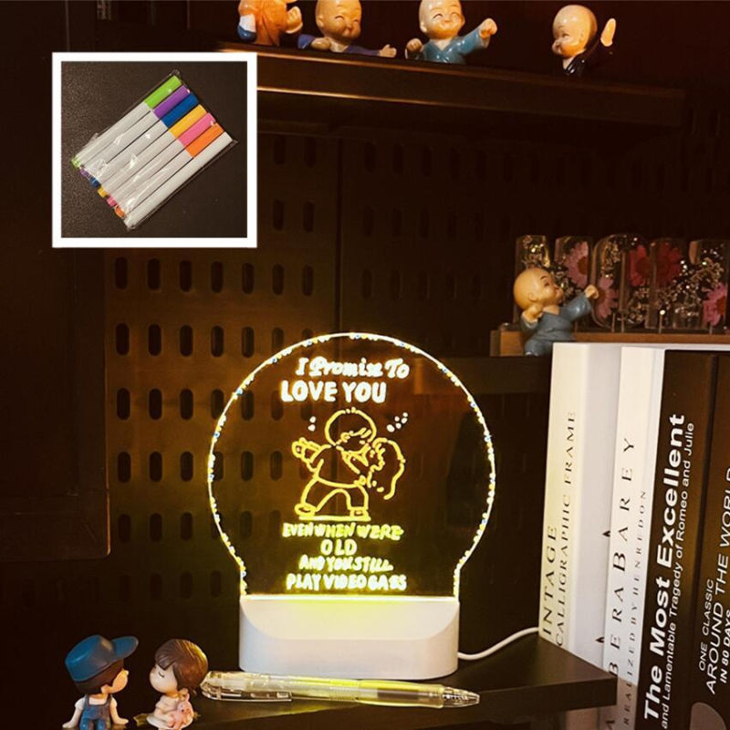 AI❤️LU Tablă de scris luminoasă, ștersibilă — panou LED pentru birou, dublă față, din acril, schițe, 300×200 mm (disponibilă și în 200×200 mm, 150×150 mm)