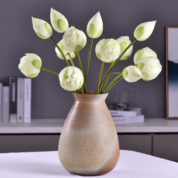 Lan Jin floare de lotus artificială din mătase – 72 cm, decor de interior de înaltă calitate pentru living, stil Zen