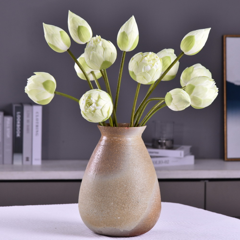 Lan Jin floare de lotus artificială din mătase – 72 cm, decor de interior de înaltă calitate pentru living, stil Zen