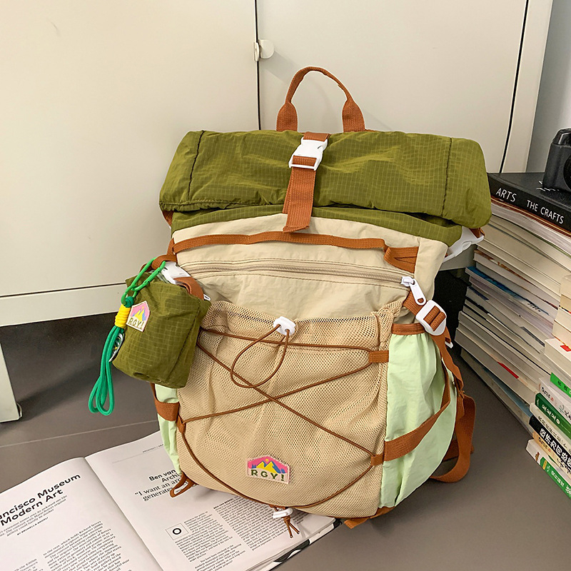 Retro ruksak u japanskom stilu, unisex, kapacitet 20–35 L za planinarenje i otvorena putovanja, najlon, kompatibilan s 15-inčnim prijenosnim računalom