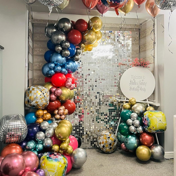 Set de baloane din folie cu arc pentru petrecere disco, 163 de piese, stil 80–90