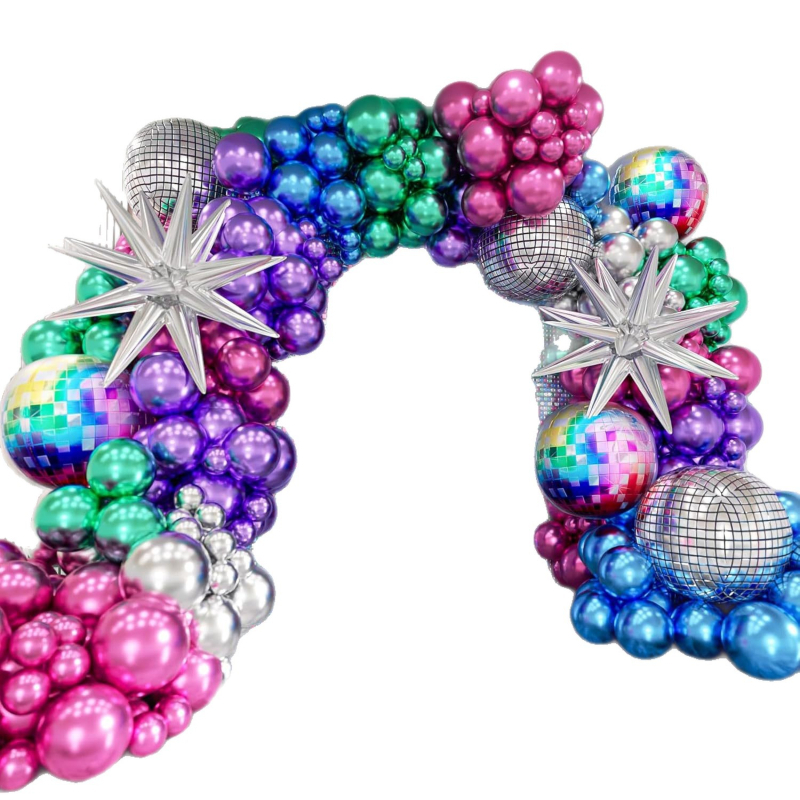 Set de baloane din folie cu arc pentru petrecere disco, 163 de piese, stil 80–90