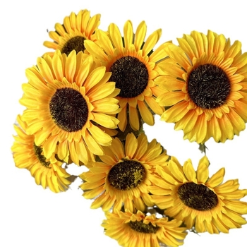 Buchet cu floare de soare din mătase — buchet de mână pentru nunți, recuzită pentru fotografie și decor în casă
