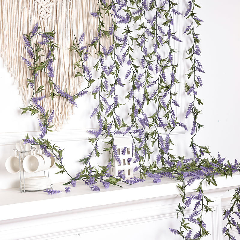 Flori artificiale glicină și viță-de-vie, plante verzi, decor de tavan din plastic