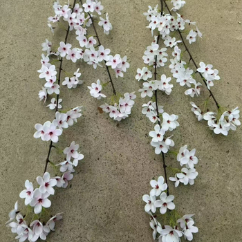 Floare artificială de pere cu două ramuri, decor Zen, ramură lungă de floare de cireș și ramură de floare de piersic pentru decorul salii de nuntă